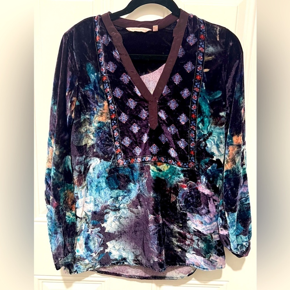 Soft Surroundings Velour Feel / Lyocell Floral Boho Tunic in Size XS ๐น๐ป๐ท - Picture 1 of 10